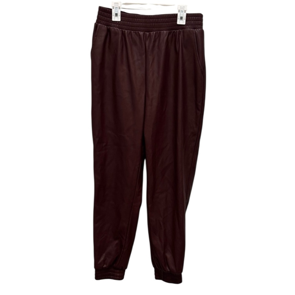 Dolce Cabo Burgandy Wine Faux Leather Jogger Pants Women’s Medium - Picture 2 of 8